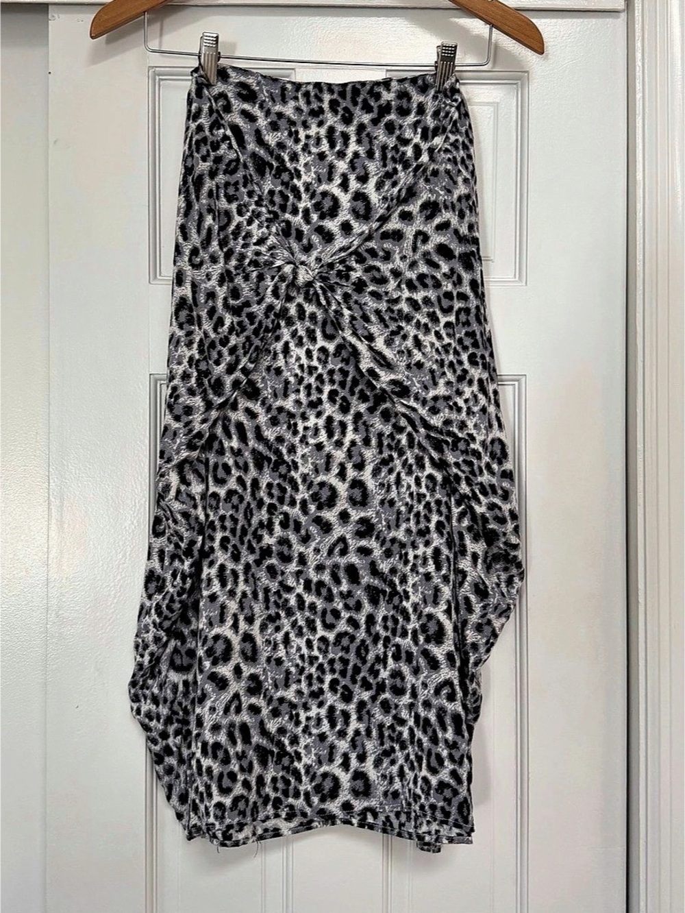 She + Sky Leopard Print Asymmetrical Midi Skirt Size Small